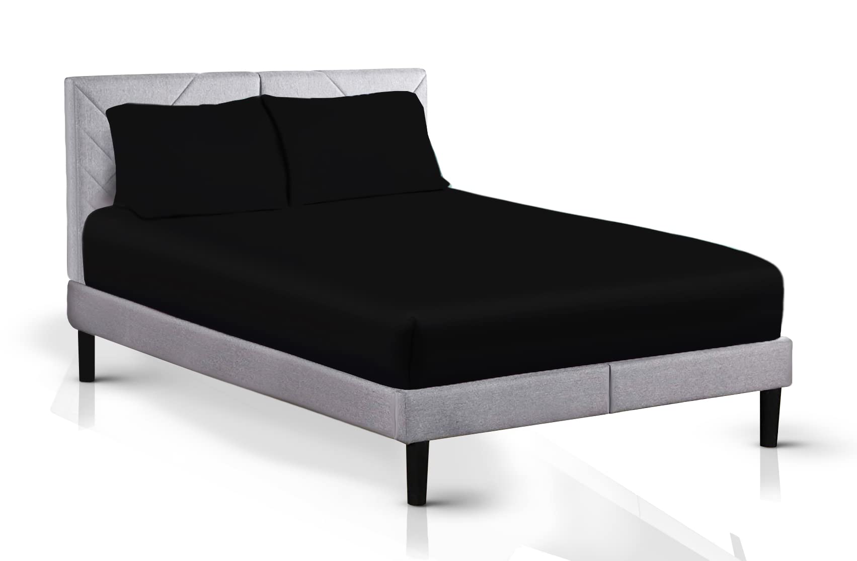 AATH COLLECTION Egyptian Cotton Fitted Sheet 23 CM Deep, 200 Thread Count Single, Double, King, Super King Fitted Bed Sheets, Soft & Fade Resistant (Super King, Black)