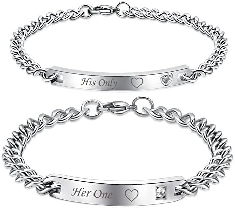 NEHZUS His and Hers Matching Set Titanium Stainless Steel Couples Bracelets