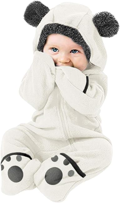 Robemon Vetements Bebe Fille Garcon Combinaison Cartoon Ours Oreilles Manches Longues Barboteuse En Peluche Chaude Bebe Naissance 0 24 Mois Amazon Fr Vetements Et Accessoires