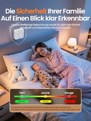 Heiman Smart Carbon Monoxide Detector Matter Over Thread (Hub Required) - CO Detector for SmartThings & Home Assistant, EN 50291, Interchangeable Battery, 10 Year Sensor, 85 dB, HS-725ES-M