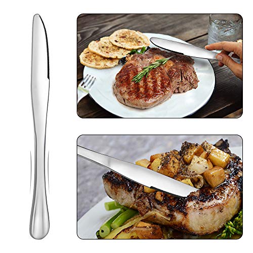 Dinner Knives, Elegant Life 3-piece Good Stainless Steel Dinner Knives, Dinner Knife Set Table Knives Flatware Set(Silver)