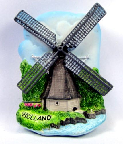 Souvenir Collectibles Windmill Holland Hand Sculpting Painting Fridge Magnets for Gift by nitthaishop
