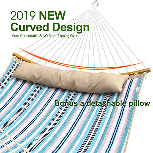 Double Hammock Swing Quilted Fabric, Ohuhu 2 Person 11 FT Portable