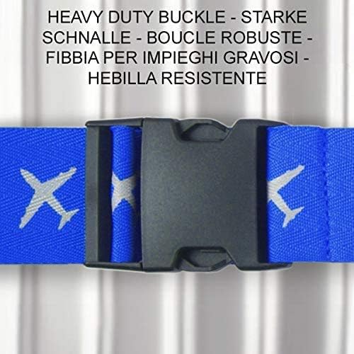 OW-Travel Cross Luggage Straps for Suitcases (2 Pack Blue) Easy to Spot Personalised Suitcase Straps with Address labels. Case Strap Suitcase Strap Luggage Belt for Bags Baggage with Name Card Slot - Image 4