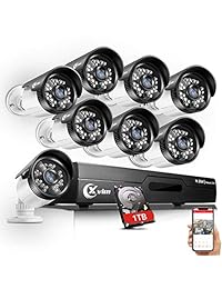 XVIM 8 canales 4 en 1 DVR sistema de cámara de seguridad CCTV grabadora con disco duro de 1 TB, 8 piezas 720P cámaras de vigilancia al aire libre con visión nocturna