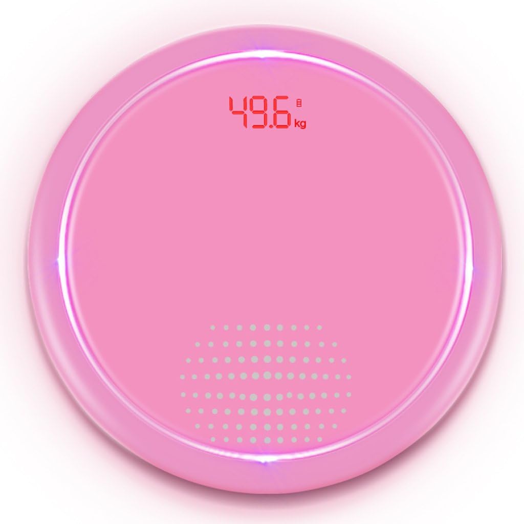 Round household Body Weight Digital weight scale ,400 Pounds Scales ,Round Angle Glass Balance Platform,6MM Tempered Glass ( Color : Pink )