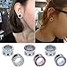 316L Stainless Steel Rhinestone Crystal Ear Tunnel Plugs Ear Gauges Expanders Body Piercing (White, 0g(8mm))