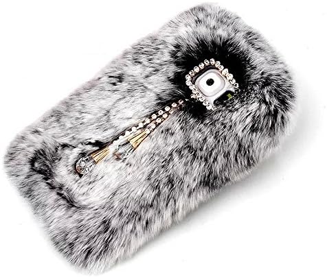 For Samsung Galaxy S8 Fur Case, MobilePick New Girly Fashion Women Handmade Soft Fluffy Fur Case with Crystal Pendant Decoration for Samsung Galaxy S8 (2017 realease） - Gray