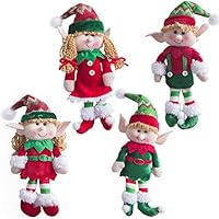 WEWILL Adorable Flexible Christmas Elves Dolls -Set of 4 Party Home Decoration Holiday Plush Characters 12-Inch