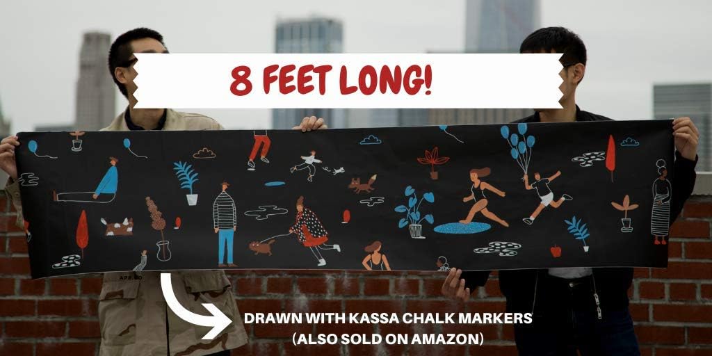 Kassa Large Chalkboard Contact Paper Roll - 17.3” x 96” (8 Feet) - 5 Chalks Included - Chalk Board Paint Alternative Wallpaper - Adhesive Blackboard Wall Decal Vinyl - Black Chalkboard Stickers: Home & Kitchen