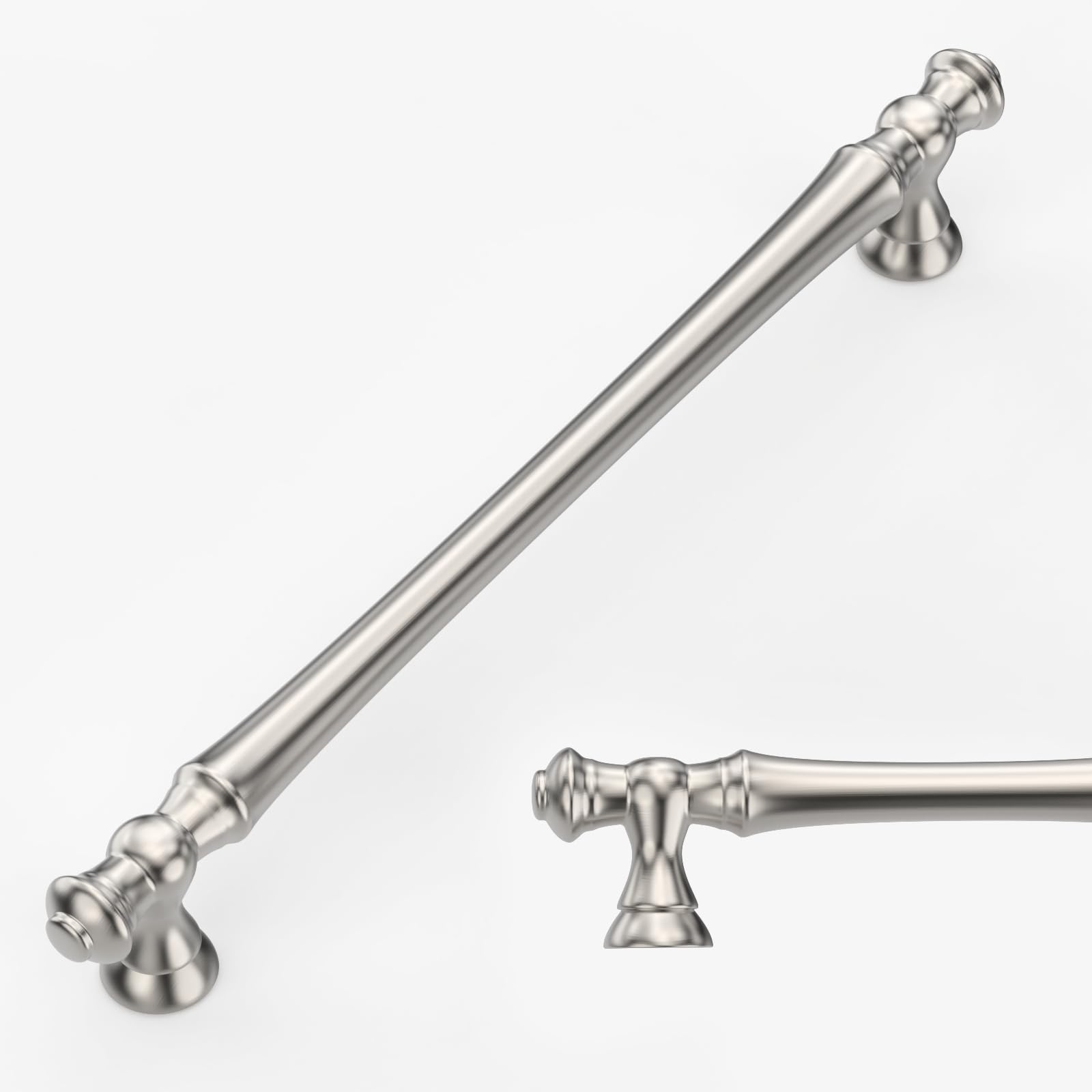 Amerdeco 6 Pack Brushed Satin Nickel Cabinet Pulls 192mm Hole Center Cabinet Hardware Kitchen Cabinet Handles for Bathroom Drawer Pulls Dresser Pulls AM022