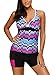 Dokotoo Womens Color Block Printed Racerback Tankini Swimsuits With Shorts