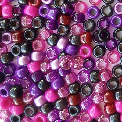 Blackberry Multicolor Mix Plastic Pony Beads, 6x9mm, 500 beads