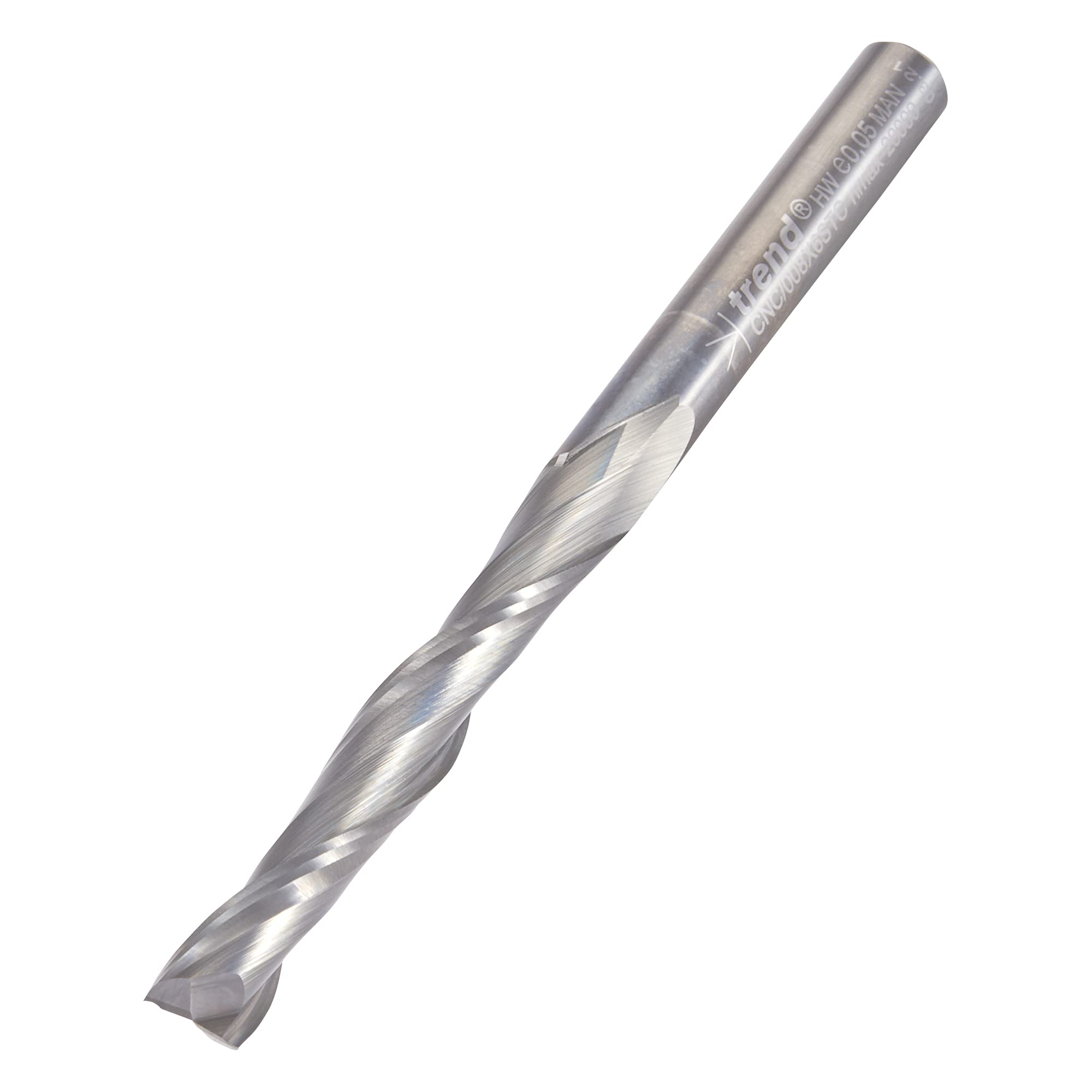 Trend CNC Two Flute Up-Cut Router Cutter, 6mm Shank, 6mm Cut Diameter & 42mm Cut Length, Solid Tungsten Carbide, CNC/008X6STC