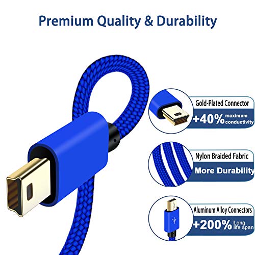 image for SCOVEE PS3 Controller Charging Cable 6ft,Mini USB Charger Cord for Son