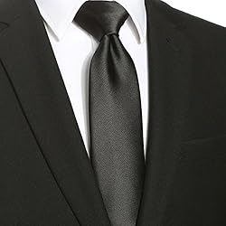 KissTies Black Tie Solid Satin Ties Mens Necktie