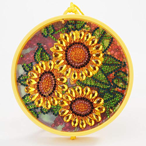 5D Diamond Painting for Adults Led Light Partial Drill Painting by Number Kits Arts Crafts Supply Set Rhinestone Mosaic Making for Home Wall Decor Gifts for Christmas Ross Beauty (Sunflower)