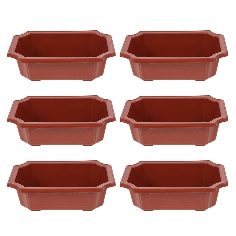 Operitacx Bonsai Pots 6Pcs Set 9 Inch Shallow Plant Pot with Drainage Holes for Indoor Leaf-Viewing Plants and Landscape Bonsai Nursery Pot Tree Display