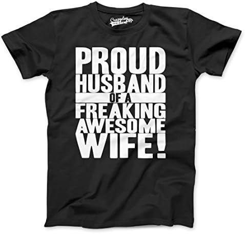 Crazy Dog T-ShirtsMens Proud Husband of a Freaking Awesome Wife Funny Married T Shirt