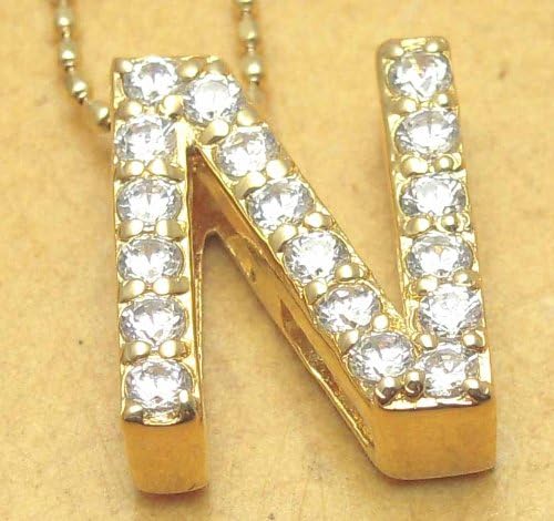 イニシャルネックレスn ダイヤイニシャルn イエローゴールドk18 名前 アルファベット 日本メーカー新品