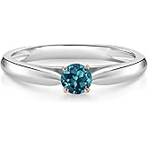 Gem Stone King 10K White and Rose Gold London Blue Topaz Solitaire Engagement Ring For Women (0.22 Cttw, Gemstone November Birthstone, Round 3.5MM)