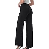 Chasehot Wide Leg Pants for Woman, High Waisted Loose Casual Pull on Yoga Pants with Pockets Dress Trousers for Work/Athletic