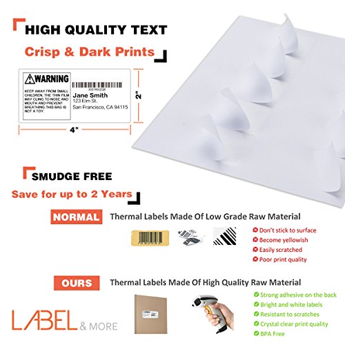 2x4 Labels Compatible With Inkjet and Laser Printers 10 Up Labels 2x4 inch Shipping and Address White Mailing Labels Work for UPS USPS FEDEX FBA SKU[100 Sheets 1000 Labels] LABEL&MORE - Thumbnail 2