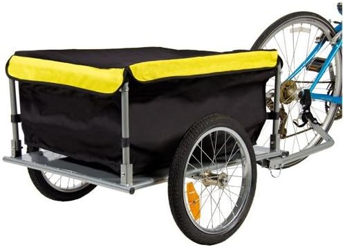 NEW Bike Cargo Trailer Bicycle With Cover Shopping Cart Carrier Tow Hauler Garden Black &amp; Yellow