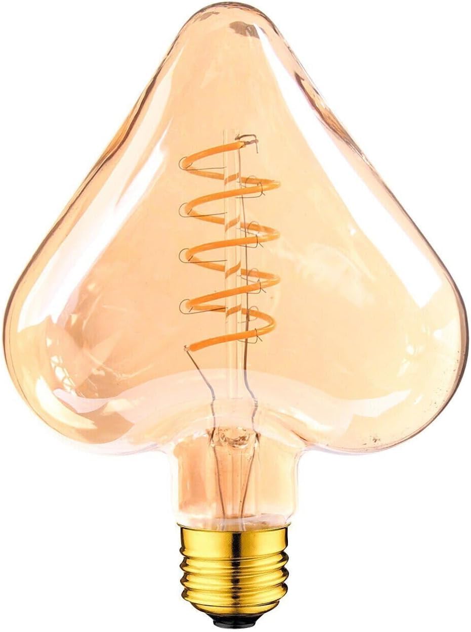 LEDSone Decorative Vintage LED Light Bulb E27 Spiral Non Dimmable T45 T185 ST64 G95 G125 Spiral Filament Amber Glass Warm White Bulbs Retro E27 Screw Bulb