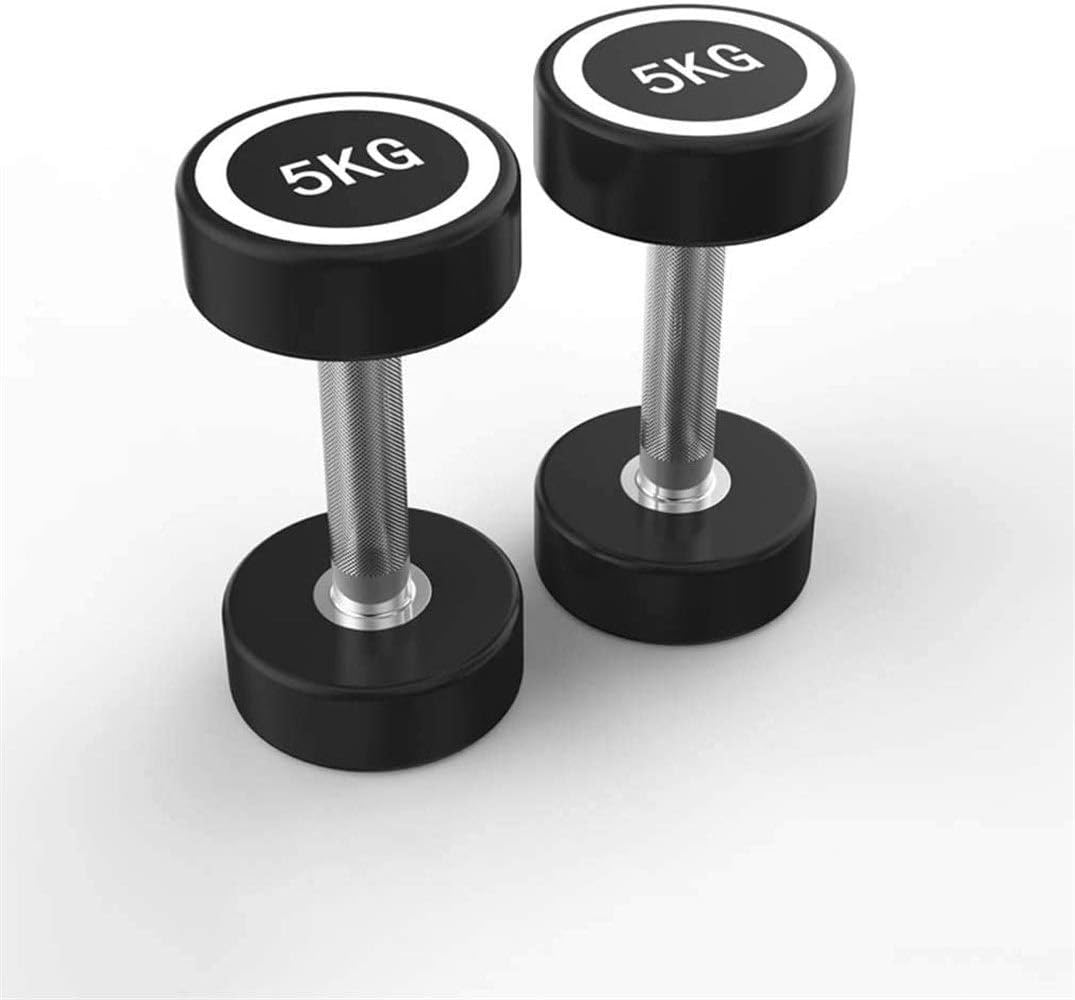 SSN Dumbbell Cast Iron Dumbbells Men's Fitness Dumbbell PU Fixed DumbbellRubber-Covered Dumbbell Exercise Dumbells 5KG X 2 Dumbbells