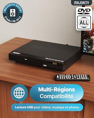 DVD Player for TV | HDMI DVD Player with Upscaling 1080P | Region Free Playback | CD Player with MP3 and USB | HMDI Cable, RCA Cable and Remote Control Included | MAJORITY:DVD