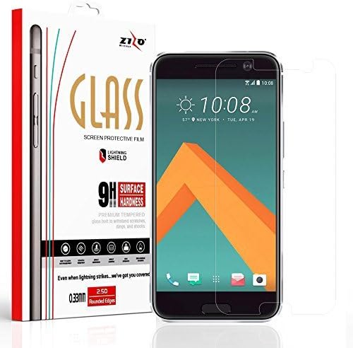Zizo Tempered Glass Screen Protector for HTC 10 [Anti-Scratch] 9H Hardness [0.33 MM Thickness] Clear Screen Guard