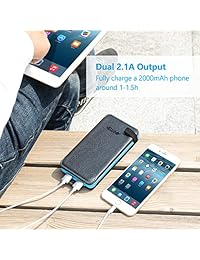 ADDTOP   Cargador solar portátil de alta capacidad con salida dual de 2,1 A, batería externa impermeable para iPhone, iPad y Samsung Galaxy y más
