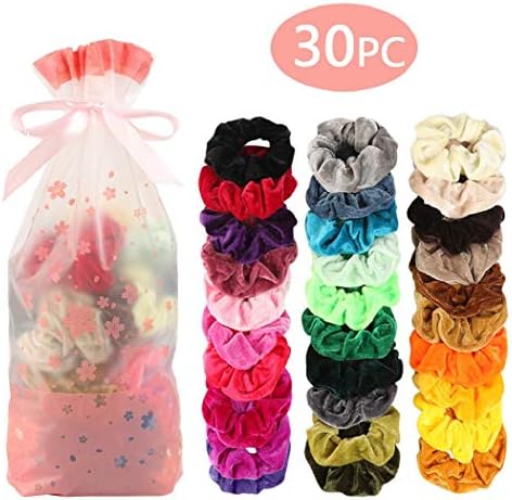 Velvet Elastic Hair Bands Women Girls Multicolor Hair Scrunchies Velvet Elastic Scrunchy Bobble Soft Hairband Ties Ponytaii Holoder Ropes Packe 30 Cheap