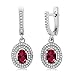 Gem Stone King Sterling Silver Red Created Ruby Dangle Women's Earrings (1.76 cttw, 7X5MM Oval)