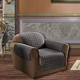 Elegance Linen Quilted Slip Cover Water-Absorbent Furniture Protector for Chair, Gray