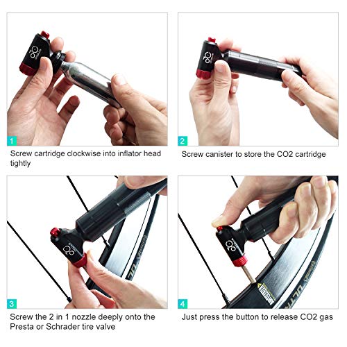 CYCPLUS CO2 Inflator with Cartridge Storage Canister Quick & Easy