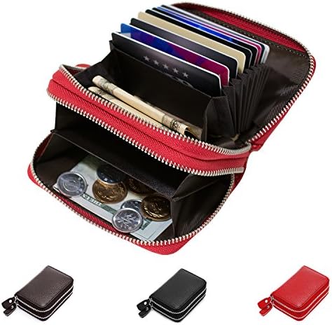 RFID Blocking Leather Wallet,Latest Credit Card Safe RFID Block Security Travel Wallets/Holder/Case/Protector (M,Dark Red)