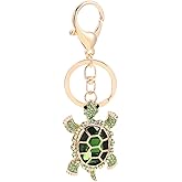 WOFASHPURET Blue Sea Turtle Keychain, 3D Sparkling Charm Rhinestones Metal Alloy Durable Key Ring