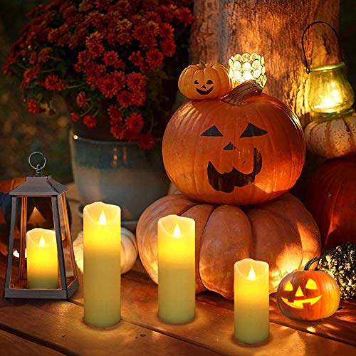 Da by Flameless Candles, Led Candles Set of 9(H 5" 5.5" 6" 7" 8" 9" xD 2.1") Ivory Real Wax Battery Candles (Batteries not Incl) with 2 Remote Timers - Thumbnail 3