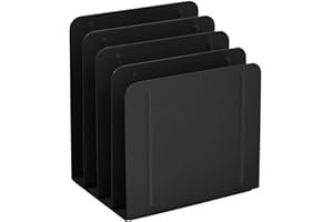 Acrimet 4-Section Vertical Metal File Sorter, Desktop File Organizer for Papers, Folders & Documents, Space-Saving Office Org