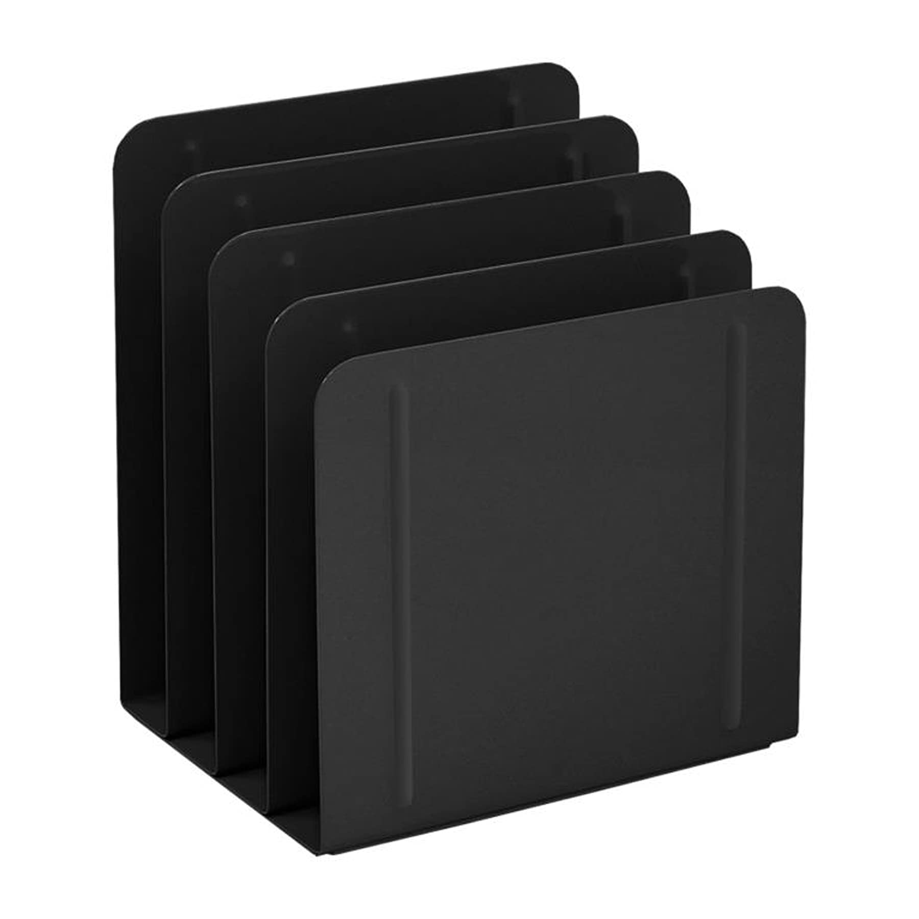 Acrimet 4-Section Vertical Metal File Sorter, Desktop File Organizer for Papers, Folders & Documents, Space-Saving Office Organizer, Black