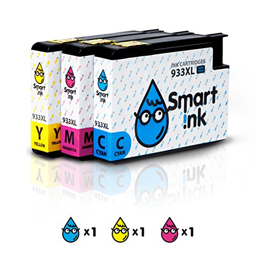 Smart Ink Compatible Ink Cartridge Replacement for HP 932 XL 933 XL High Yield 3 Pack (C/M/Y Colors) Ink Cartridges High Capacity Works with HP Officejet 6600 6100 6700 7110 7610 7612 Printers