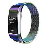 Simpeak Compatible with Fitbit Charge 2 Band Stailess Steel for Women Men, Small/Large (Rainbow, Small Size: 5.25