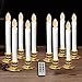 CelebrationLight 10 Pack Flameless Taper Candles with Remote/Timer, Battery Operated Flickering LED Window Candles, Vintage Christmas Electric Fake Candlesticks, Golden Holder
