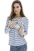BEARSLAND Women's Striped Long Sleeves Breastfeeding and Nursing Top,Deep Blue/White,Medium