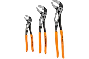 Klein Tools D5053KIT 3-Piece Classic Klaw Pump Pliers Set, 7-Inch, 10-Inch, and 12-Inch Pump Pliers, Compact Design with V-Jaw and Hardened Teeth for Maximum Torque
