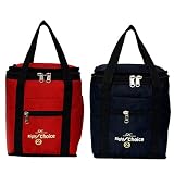 Right Choice Coambo Offer Lunch Bags (BLACK RED) Branded Premium Quality Carry on Tote for School Office Picnic Travel Camping Outdoor Pouch Holder Handbag Compact Heat Preservation Waterproof Hygiene Meal Prep Box Bag for Men Women and Kids,Red Black Color (Box.2006)