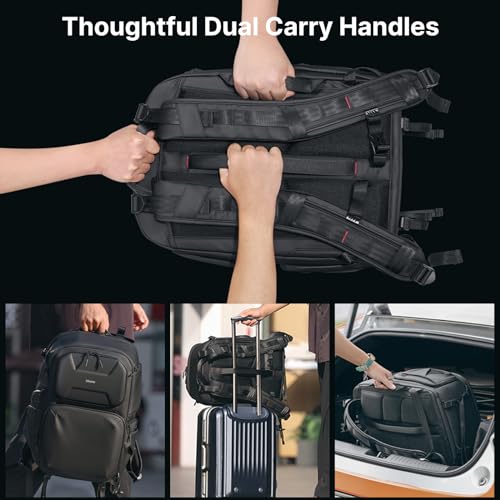 ULANZI BP10 35L Hardshell Camera Backpack, Professional Waterproof Photography Camera Case Anti Theft Travel for Photographers Unisex Drone DSLR Mirrorless Camera Lens Tripod Holder 17'' Laptop Black