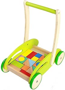 Juguete para empujar y tirar del carrito rodante De madera colorido